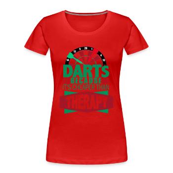 Darts, Darts Anzeigetafel, Darts Darts spielen - Frauen Premium Bio T-Shirt - Rot - Vorne - Mia (176cm)
