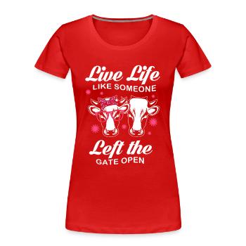 Kühe Kuh Schädel Kuhglocke Freundin - Frauen Premium Bio T-Shirt - Rot - Vorne - Mia (176cm)