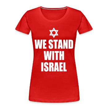 We stand with israel - Frauen Premium Bio T-Shirt - Rot - Vorne - Mia (176cm)