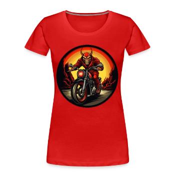 Teufel Motorrad / Motorradfahrer Teufel - Frauen Premium Bio T-Shirt - Rot - Vorne - Mia (176cm)