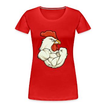 Coq à la Gym - Muscles de forme physique d'entraînement - T-shirt bio Premium Femme - rouge - Devant - Mia (176cm)