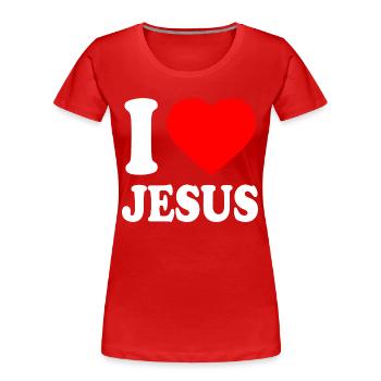 I love jesus - Frauen Premium Bio T-Shirt - Rot - Vorne - Mia (176cm)