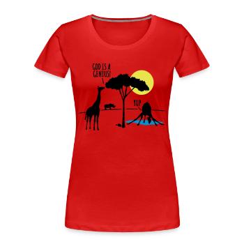 God is a Genius! - Frauen Premium Bio T-Shirt - Rot - Vorne - Mia (176cm)