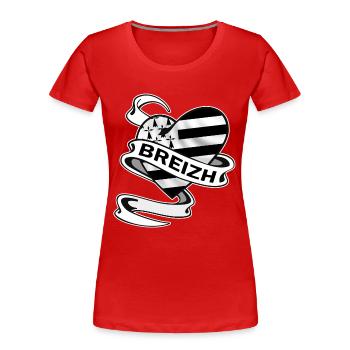 breizh Herzen der Bretagne - Frauen Premium Bio T-Shirt - Rot - Vorne - Mia (176cm)