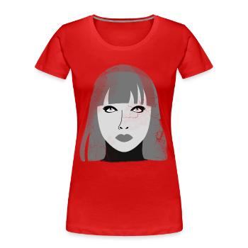 Cyborg in vinyl and leather - Women's Premium Organic T-Shirt - red - Front - Mia (176cm)