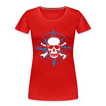 windrose_skull_02_a_2c - T-shirt bio Premium Femme - rouge - Devant - Mia (176cm)