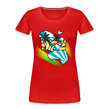 madina, Martinique, 972 - Women's Premium Organic T-Shirt - red - Front - Mia (176cm)