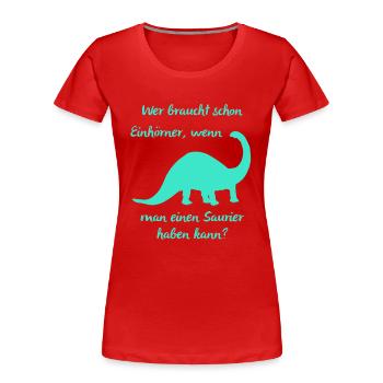 Dino - Frauen Premium Bio T-Shirt - Rot - Vorne - Mia (176cm)