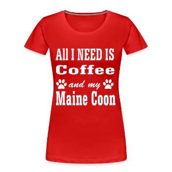 maine coon - Frauen Premium Bio T-Shirt - Rot - Vorne - Mia (176cm)