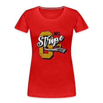 battage Stripe - T-shirt bio Premium Femme - rouge - Devant - Mia (176cm)