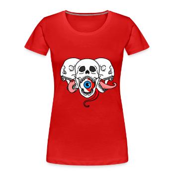 Tri-skull - Women's Premium Organic T-Shirt - red - Front - Mia (176cm)
