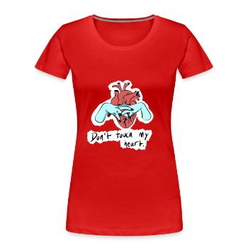 Ne pas toucher mon cœur. - T-shirt bio Premium Femme - rouge - Devant - Mia (176cm)