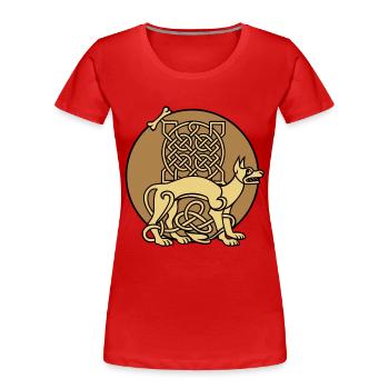 Celtic Fido Celtic dog in the labyrinth - Women's Premium Organic T-Shirt - red - Front - Mia (176cm)