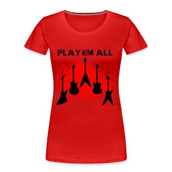 Play'Em All Red - T-shirt bio Premium Femme - rouge - Devant - Mia (176cm)