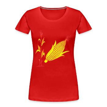 Mais kolben pflanze ernte erntedank fest anbau bau - Frauen Premium Bio T-Shirt - Rot - Vorne - Mia (176cm)