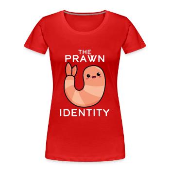 L’identité de la crevette - T-shirt bio Premium Femme - rouge - Devant - Mia (176cm)