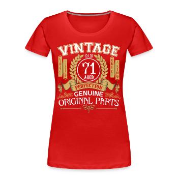 Vintage 71 ans - cadeau d’anniversaire 71 ans - T-shirt bio Premium Femme - rouge - Devant - Mia (176cm)