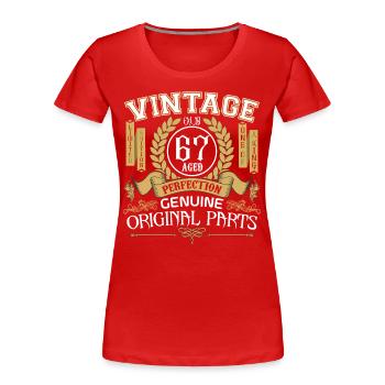 Vintage 67 years old - birthday gift 67 years old - Women's Premium Organic T-Shirt - red - Front - Mia (176cm)