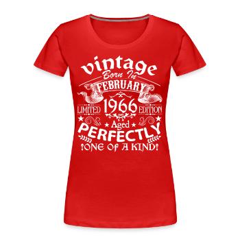 February 1966| birthday 1966 Vintage February - Women's Premium Organic T-Shirt - red - Front - Mia (176cm)