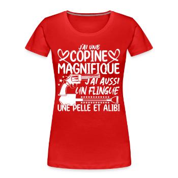 Copine Magnifique Humour Couple ma copine amour - T-shirt bio Premium Femme - rouge - Devant - Mia (176cm)