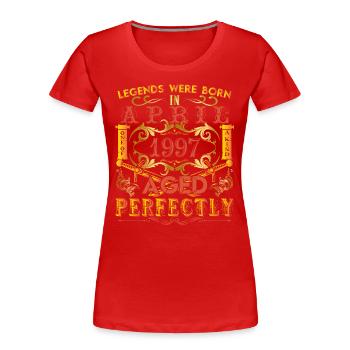 1997 April - birthday 1997 legends April - Women's Premium Organic T-Shirt - red - Front - Mia (176cm)