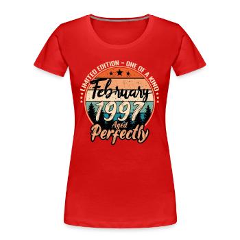 February 1997 anniversary 1997 legends February - Women's Premium Organic T-Shirt - red - Front - Mia (176cm)