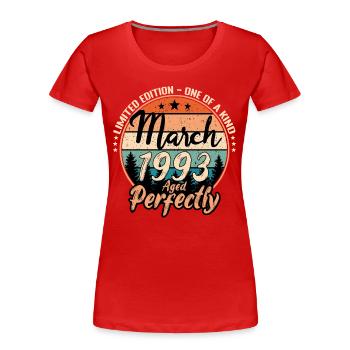 March 1993 anniversary 1993 legends March - Women's Premium Organic T-Shirt - red - Front - Mia (176cm)