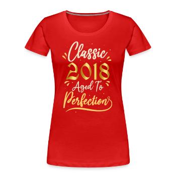 Anniversaire 2018 cadeau 2018 Classic 2018 - T-shirt bio Premium Femme - rouge - Devant - Mia (176cm)
