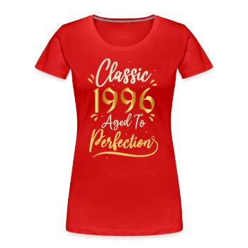 Anniversaire 1996 cadeau 1996 Classic 1996 - T-shirt bio Premium Femme - rouge - Devant - Mia (176cm)