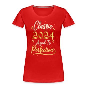 Geburtstag 2024 Geschenk 2024 Classic 2024 - Frauen Premium Bio T-Shirt - Rot - Vorne - Mia (176cm)