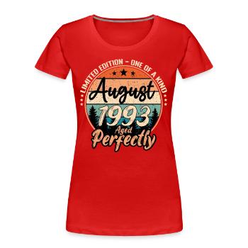 August 1993 anniversary 1993 legends August - Women's Premium Organic T-Shirt - red - Front - Mia (176cm)