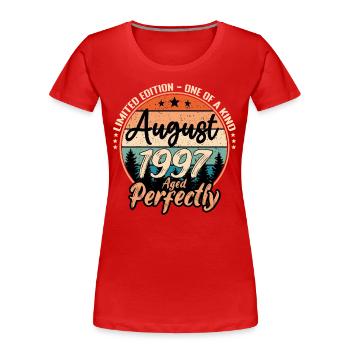 August 1997 anniversary 1997 legends August - Women's Premium Organic T-Shirt - red - Front - Mia (176cm)