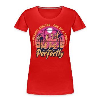 April 1972 anniversary 1972 Retro 1972 April - Women's Premium Organic T-Shirt - red - Front - Mia (176cm)
