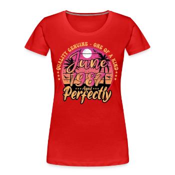 June 1987 anniversary 1987 Retro 1987 June - Women's Premium Organic T-Shirt - red - Front - Mia (176cm)