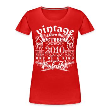 2010 October 2010 Anniversary October 2010 - Women's Premium Organic T-Shirt - red - Front - Mia (176cm)