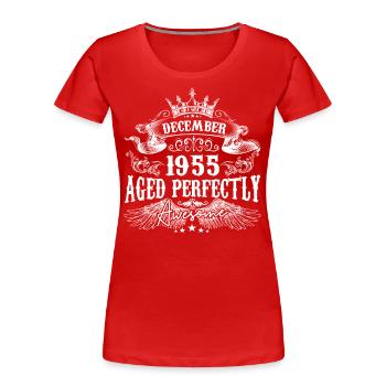 December 1955 Anniversary 1955 December - Women's Premium Organic T-Shirt - red - Front - Mia (176cm)