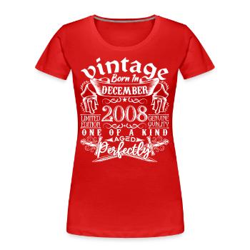 2008 December 2008 Anniversary December 2008 - Women's Premium Organic T-Shirt - red - Front - Mia (176cm)