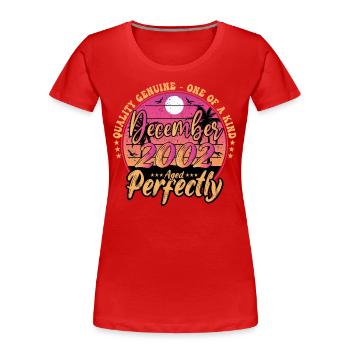 Dezember 2002 Jubiläum 2002 Dezember 2002 - Frauen Premium Bio T-Shirt - Rot - Vorne - Mia (176cm)
