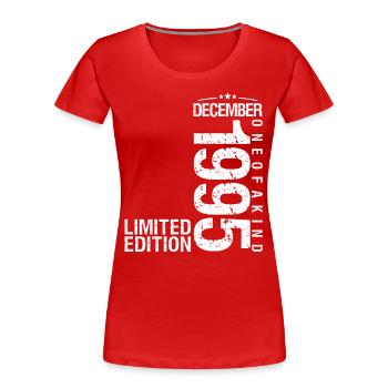 December 1995 December Anniversary December 1995 - Women's Premium Organic T-Shirt - red - Front - Mia (176cm)