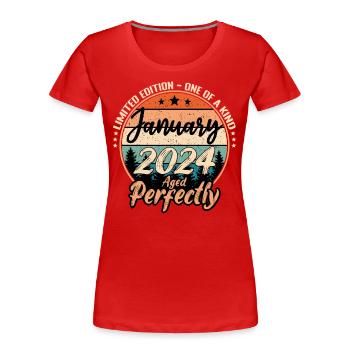 January 2024 Anniversary 2024 Legends January - Women's Premium Organic T-Shirt - red - Front - Mia (176cm)