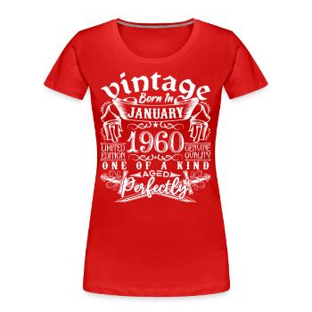 Januar 1960 Geburtstag Januar 1960 Januar - Frauen Premium Bio T-Shirt - Rot - Vorne - Mia (176cm)