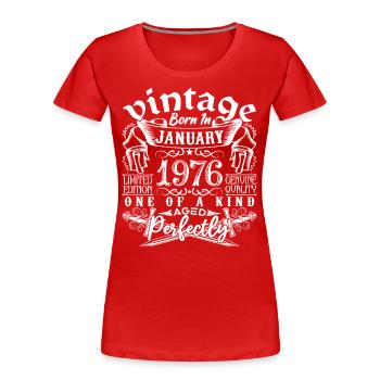 Januar 1976 Geburtstag Januar 1976 Januar - Frauen Premium Bio T-Shirt - Rot - Vorne - Mia (176cm)
