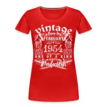 Februar 1954 Geburtstag Februar 1954 Februar - Frauen Premium Bio T-Shirt - Rot - Vorne - Mia (176cm)