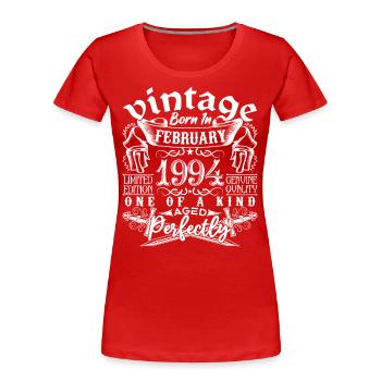 Februar 1994 Geburtstag Februar 1994 Februar - Frauen Premium Bio T-Shirt - Rot - Vorne - Mia (176cm)