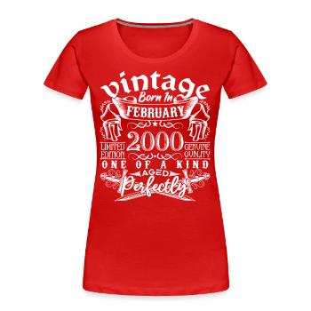 Februar 2000 Jubiläum Februar 2000 Februar - Frauen Premium Bio T-Shirt - Rot - Vorne - Mia (176cm)