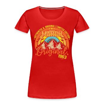 March 1963 March Birthday 1963 March Original - Women's Premium Organic T-Shirt - red - Front - Mia (176cm)