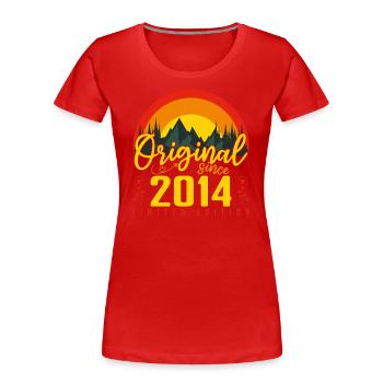 Geburtstag 2014 Geburtstag Jahrgang 2014 Geschenk - Frauen Premium Bio T-Shirt - Rot - Vorne - Mia (176cm)