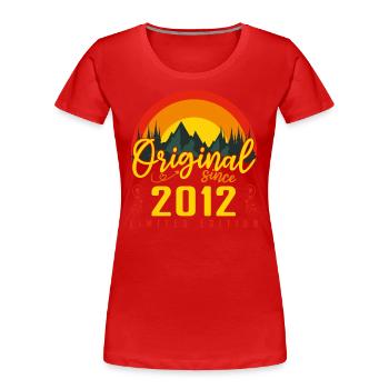 Geburtstag 2012 Geschenk 2012 Geburtstag - Frauen Premium Bio T-Shirt - Rot - Vorne - Mia (176cm)