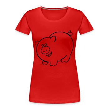 De porcs - T-shirt bio Premium Femme - rouge - Devant - Mia (176cm)