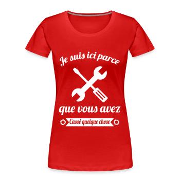 Humour Mécanicien Mécano Mécanique Auto Garagiste - T-shirt bio Premium Femme - rouge - Devant - Mia (176cm)